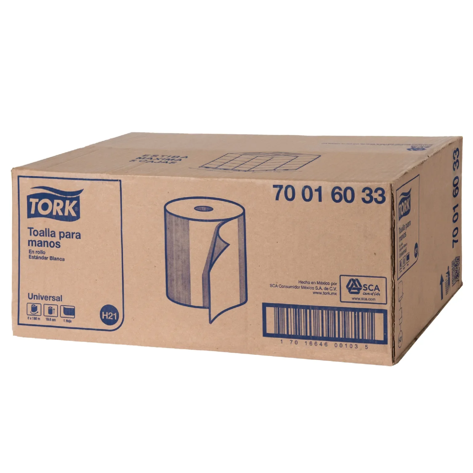 Toalla Tork Hoja Sencilla Blanco C/6 180M
