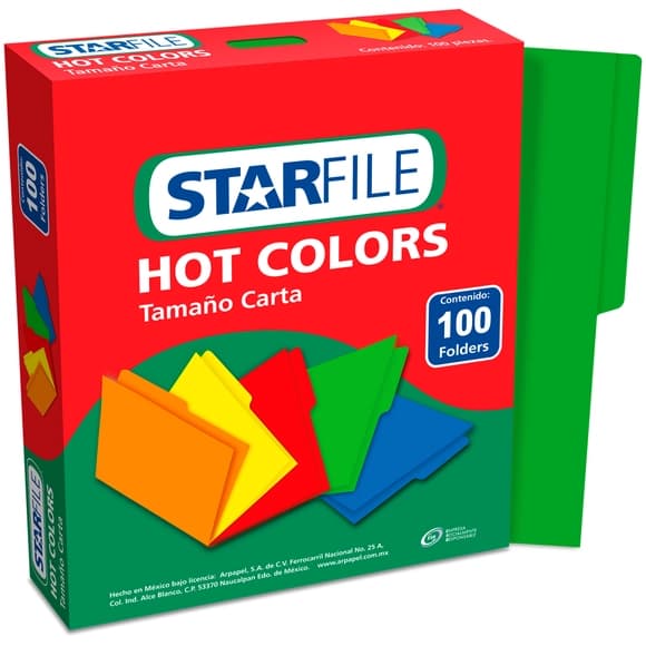 Folder HOT Colors Starfile C/100 Carta Verde PAQ