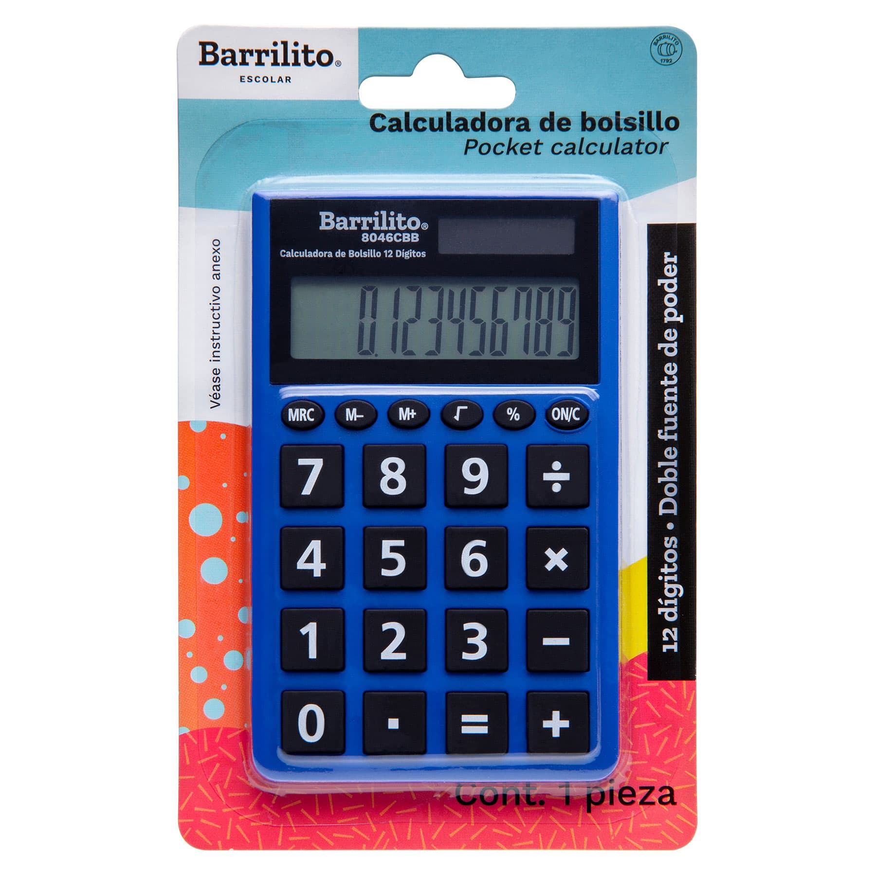 Calculadora Barrilito Bolsillo 8046CBB 12DIG