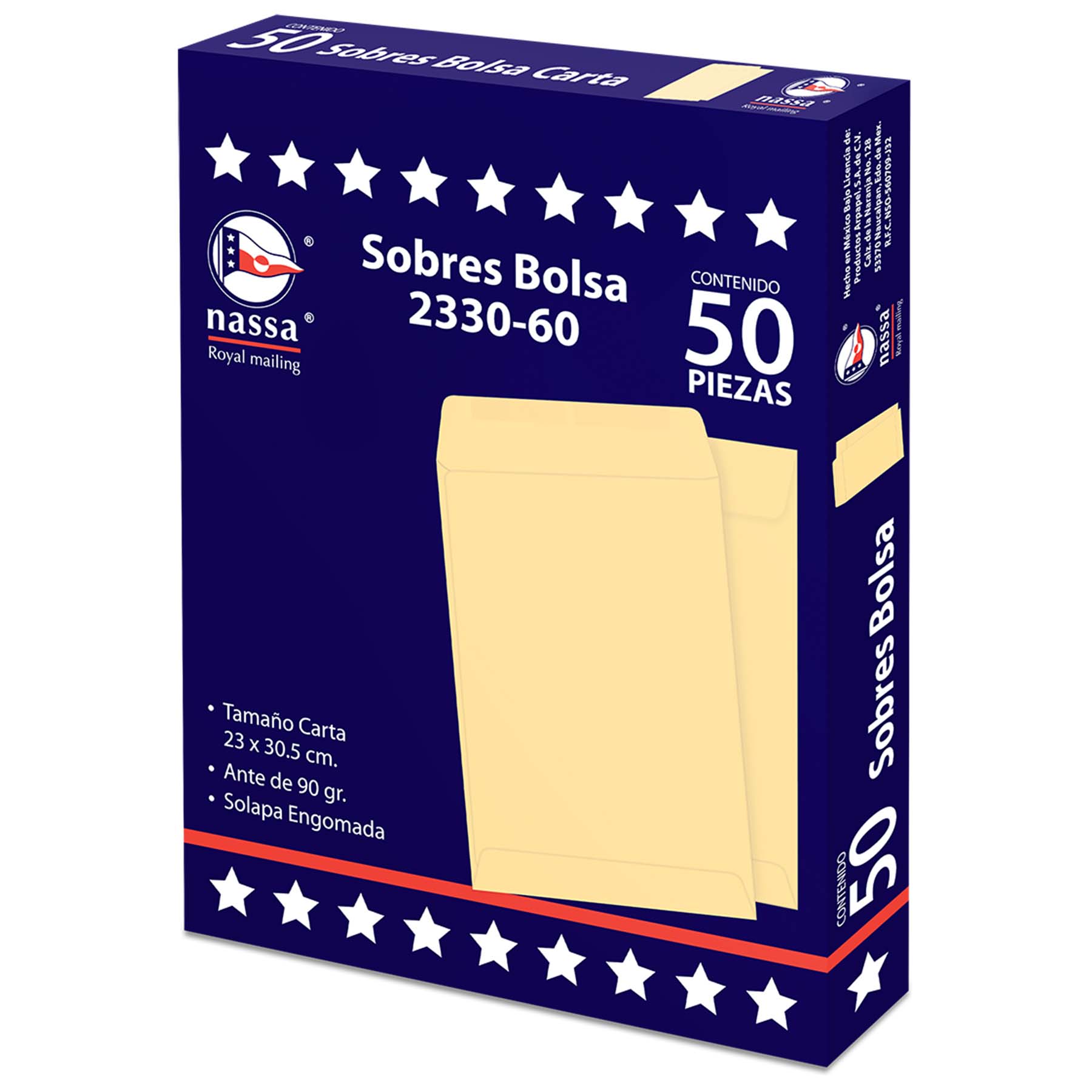 Sobre Bolsa Ante Nassa 2330 IA0295 C/50 Carta 23 X 30.5 CM 90 GRS. PAQ