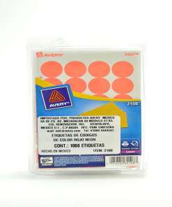 Etiqueta Avery 2108 3/4 Rojo Neon Redonda