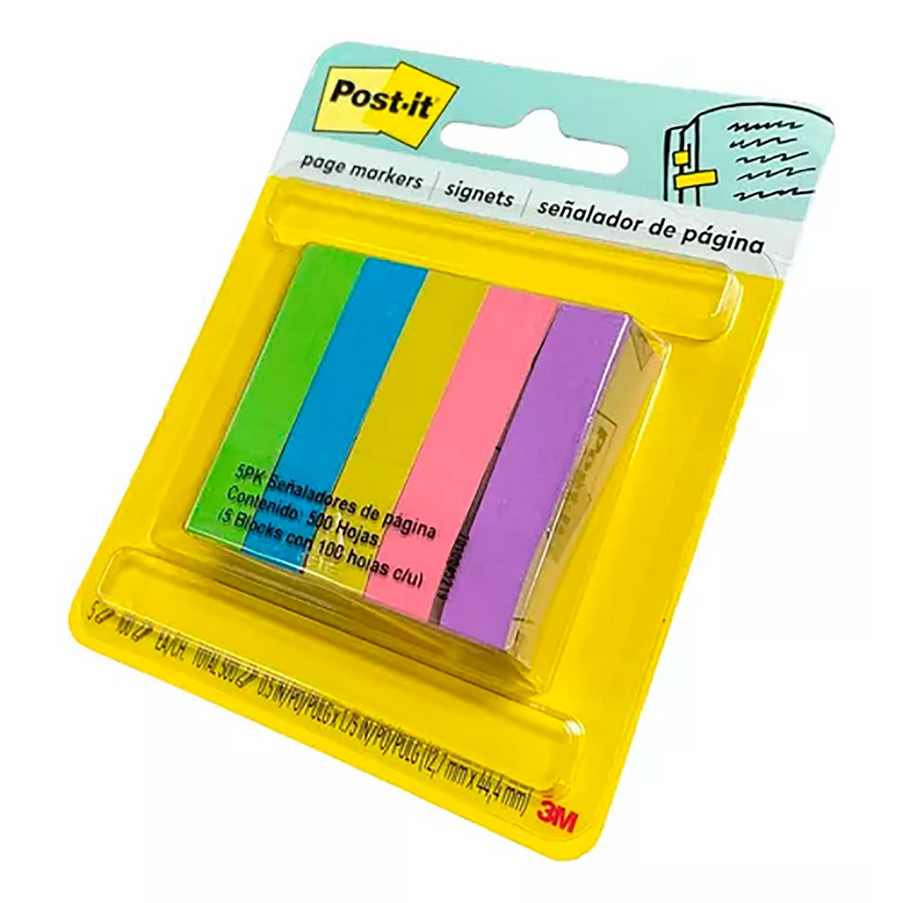 Banderitas Post-IT 670-5AU Separador 1.27 X 4.4 CMS. 500 H. 5 Cols.