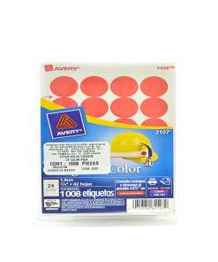 Etiqueta Avery 2107 3/4 Rojo Redonda