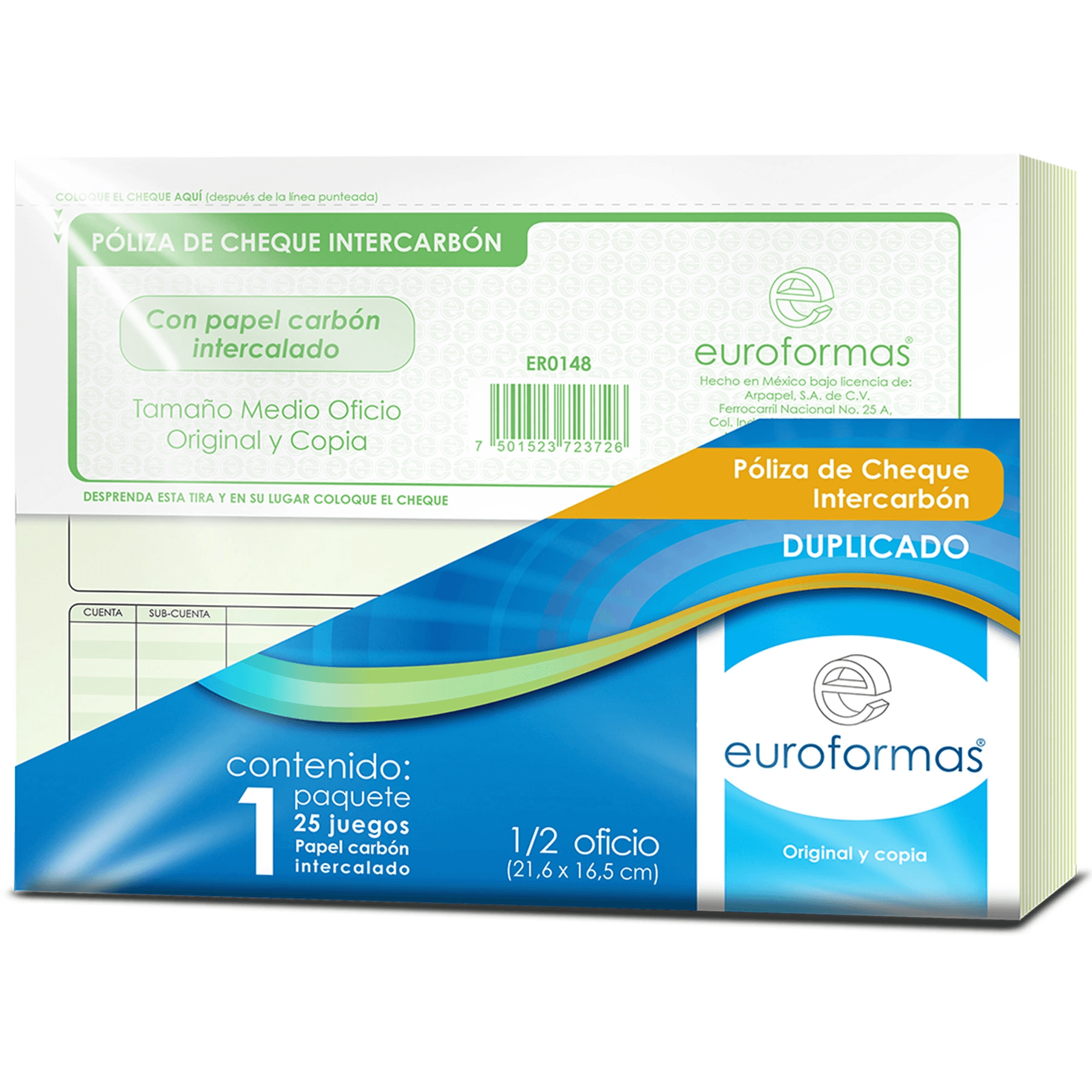 Block Euroform Poliza Cheque C/P 1/2 Oficio ER0148