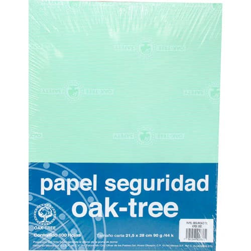 Papel de Seguridad Verde Oscuro Oficio OAK Tree 90 G C/100